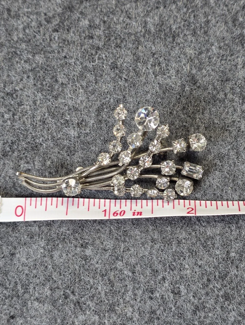 Vintage Made In Austria Sparkling Silver Tone Crystal Spray Brooch